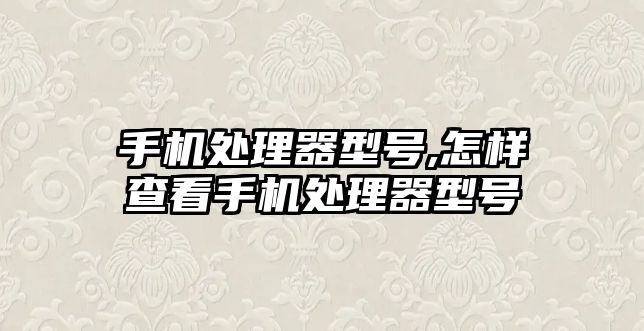 手機(jī)處理器型號(hào),怎樣查看手機(jī)處理器型號(hào)