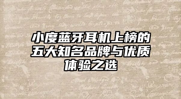 小度藍(lán)牙耳機(jī)上榜的五大知名品牌與優(yōu)質(zhì)體驗(yàn)之選