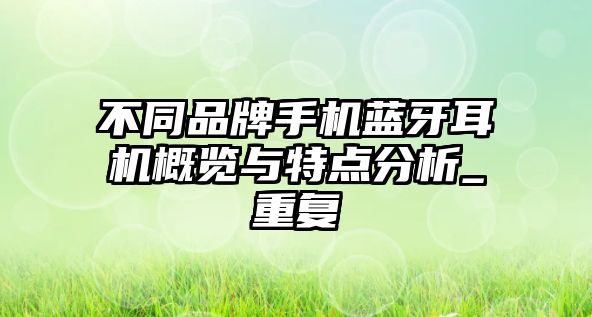 不同品牌手機藍(lán)牙耳機概覽與特點分析_重復(fù)