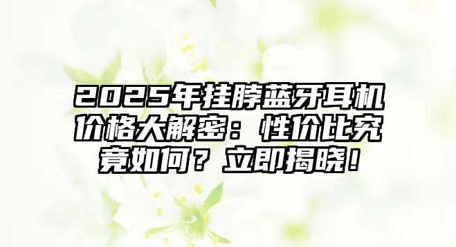 2025年掛脖藍(lán)牙耳機價格大解密：性價比究竟如何？立即揭曉！
