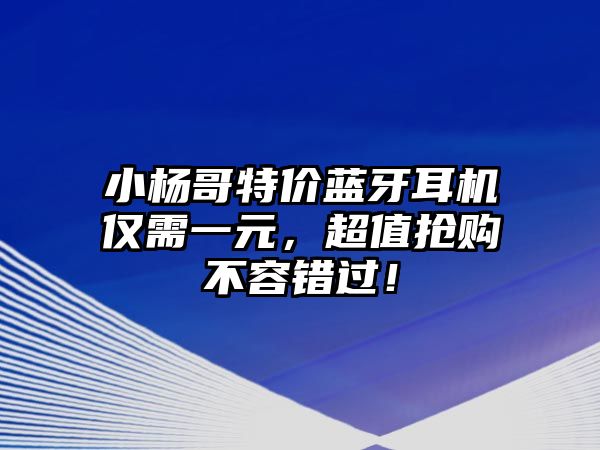 小楊哥特價藍牙耳機僅需一元，超值搶購不容錯過！