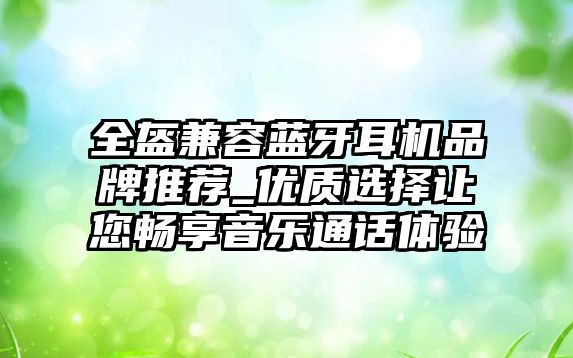 全盔兼容藍牙耳機品牌推薦_優(yōu)質選擇讓您暢享音樂通話體驗
