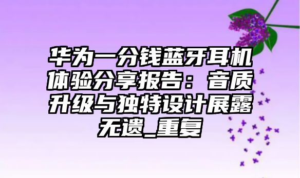 華為一分錢藍(lán)牙耳機(jī)體驗(yàn)分享報(bào)告：音質(zhì)升級(jí)與獨(dú)特設(shè)計(jì)展露無(wú)遺_重復(fù)