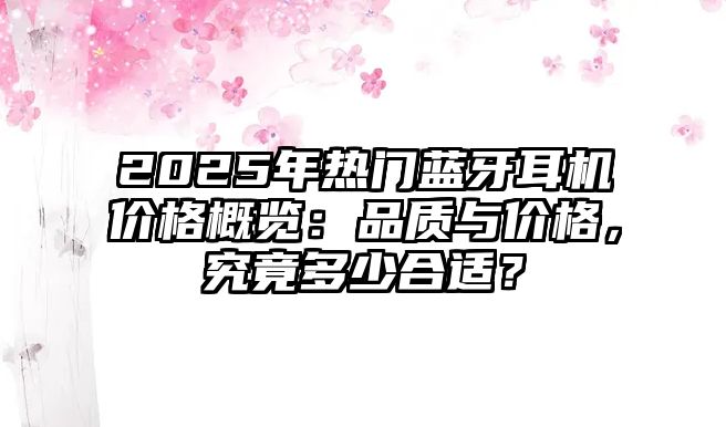 2025年熱門藍牙耳機價格概覽：品質(zhì)與價格，究竟多少合適？